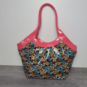 Vera Bradley Frill Collection Tote Bag Pink Snails Blue Yellow Leaves